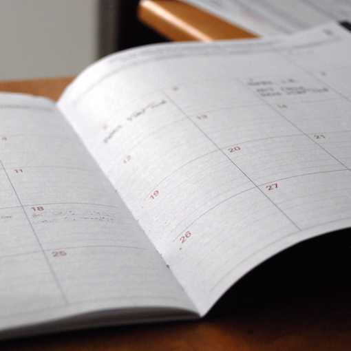 Calendar on a desk
